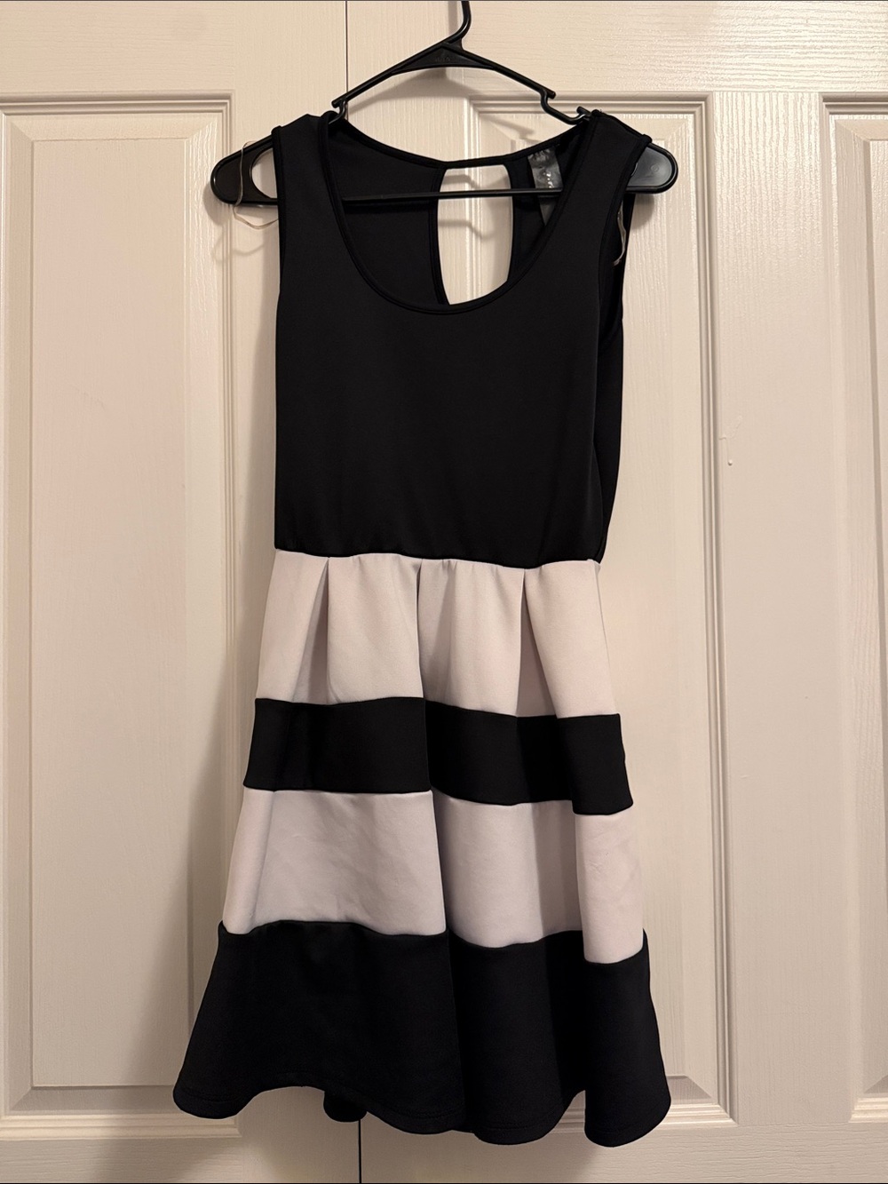 Women’s Black and White Striped Fit & Flare Dress
